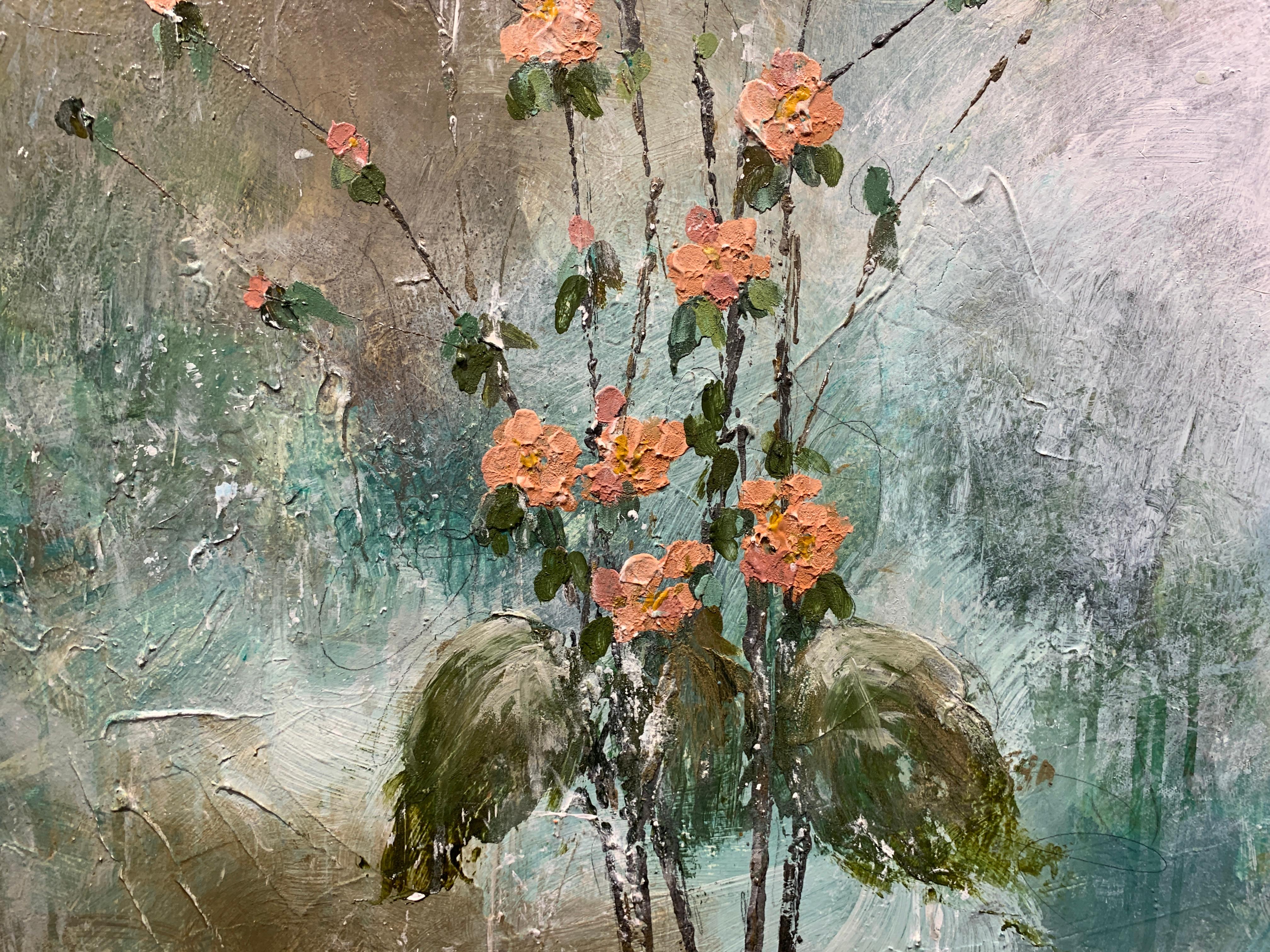 Pink Quince by Melissa Payne Baker, Floral Abstract Canvas Painting 3