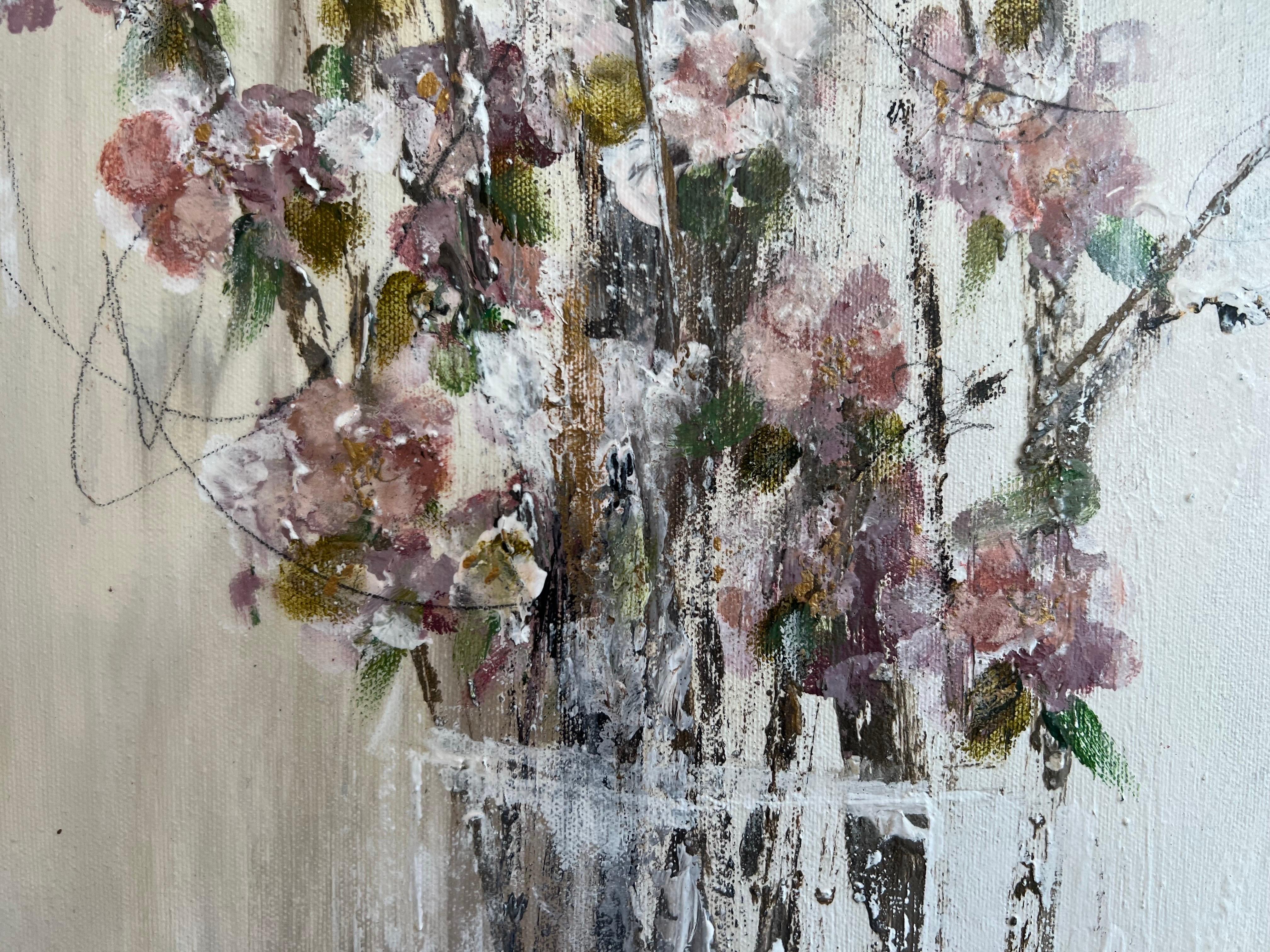 Pretty in Pink by Melissa Payne Baker, Contemporary Floral Canvas Painting 3