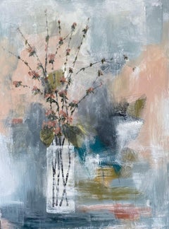Peinture sur toile abstraite à fleurs Quince in Peach de Melissa Payne Baker