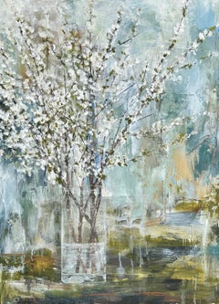 Weiße Quitte von Melissa Payne Baker, Contemporary Floral Canvas Painting