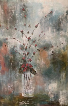 Winter Quince by Melissa Payne Baker, Floral Abstract Canvas Painting