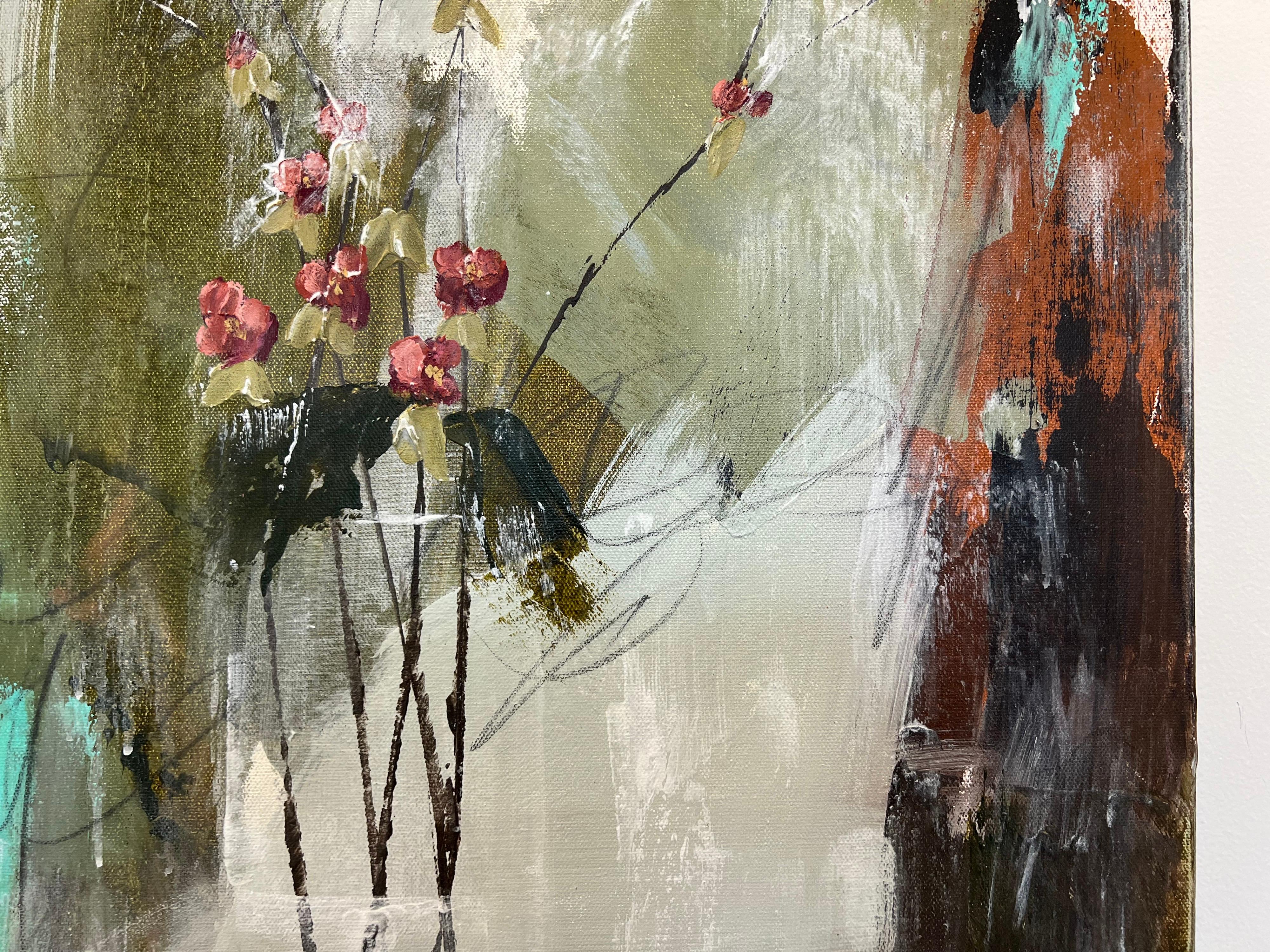 Winter Quince I by Melissa Payne Baker, Floral Abstract Canvas Painting 2