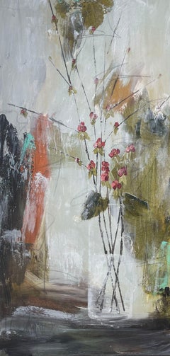 Winter Quince II by Melissa Payne Baker, Floral Abstract Canvas Painting