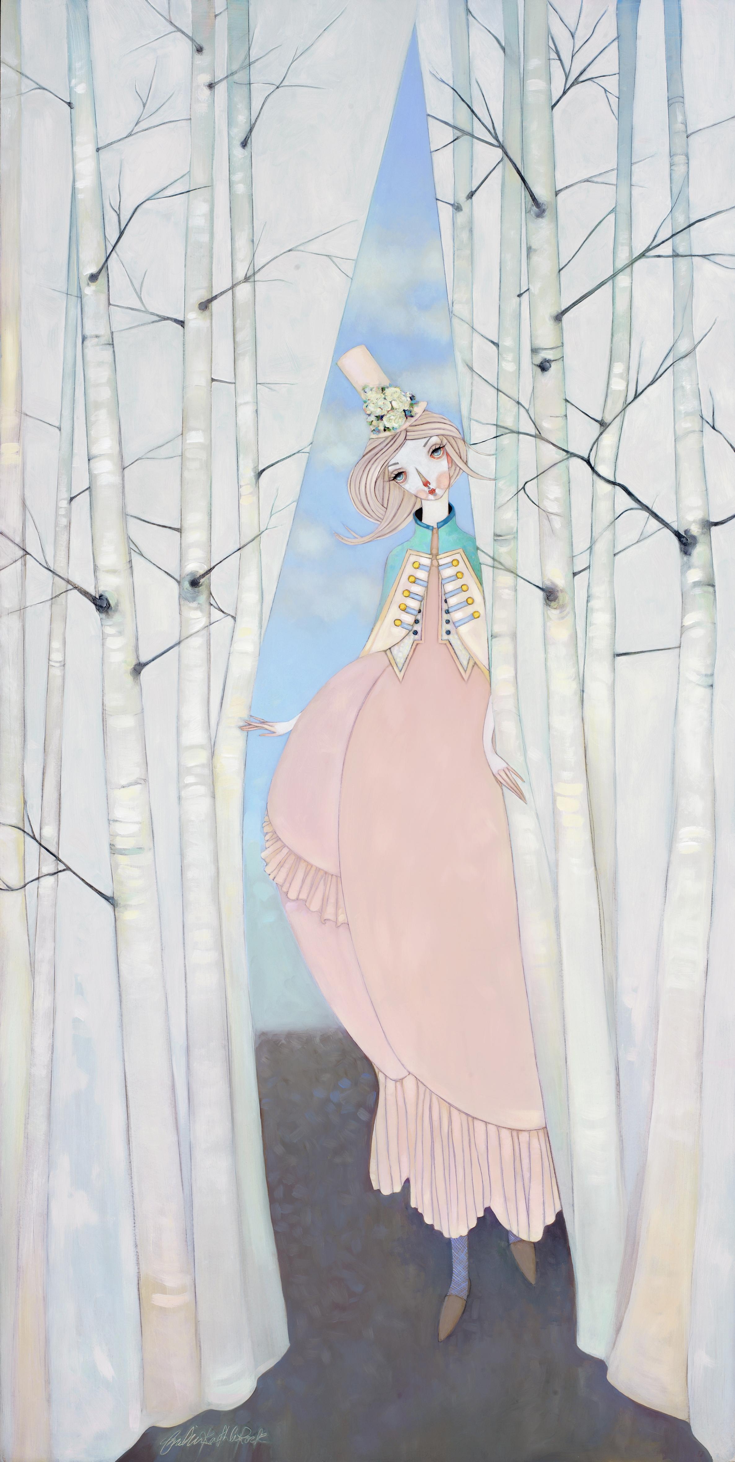 Melissa Peck Figurative Painting – „Curtain of Trees“