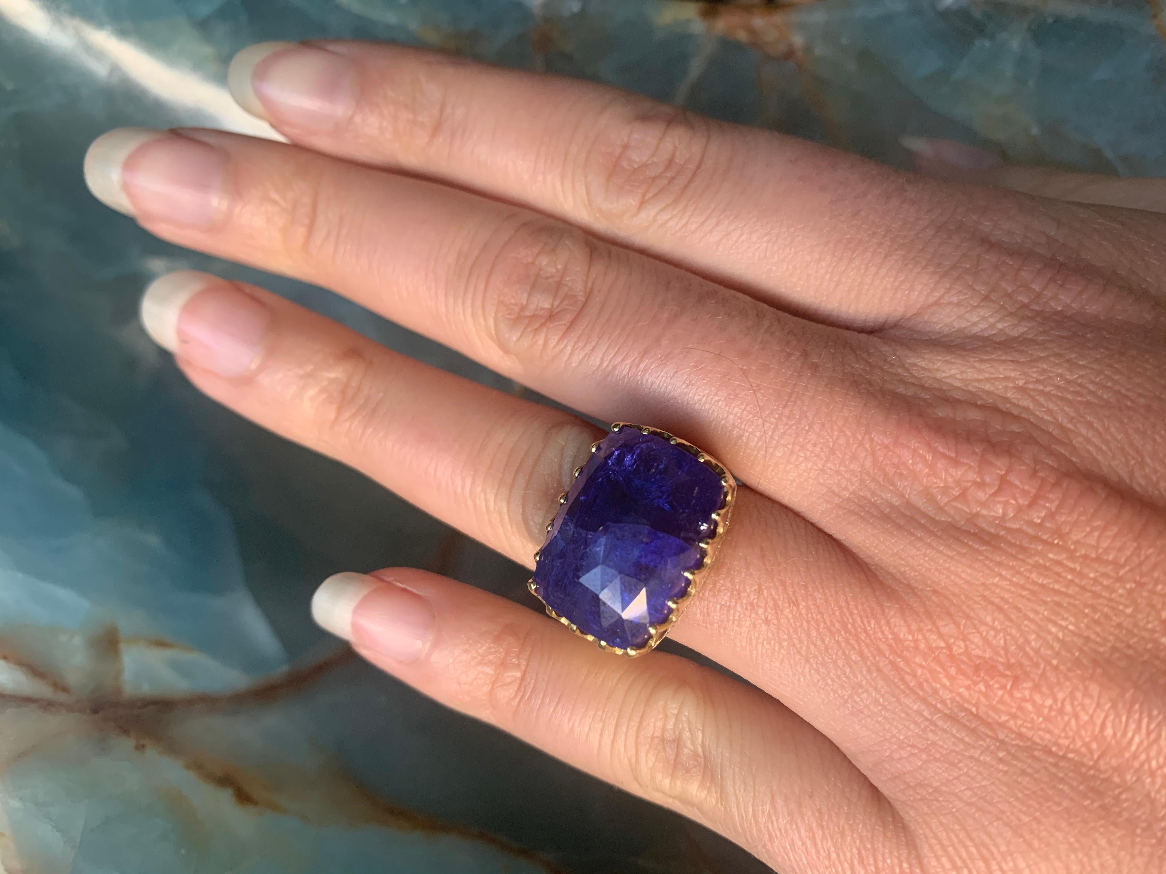 Women's Melissa Spencer Yellow Gold Tanzanite and Diamond Ring