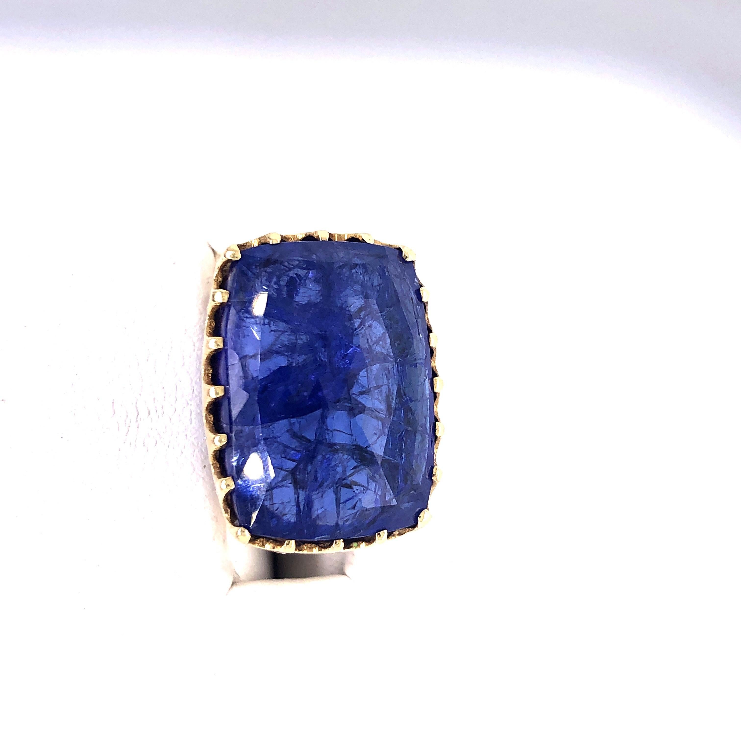 Melissa Spencer Yellow Gold Tanzanite and Diamond Ring 2