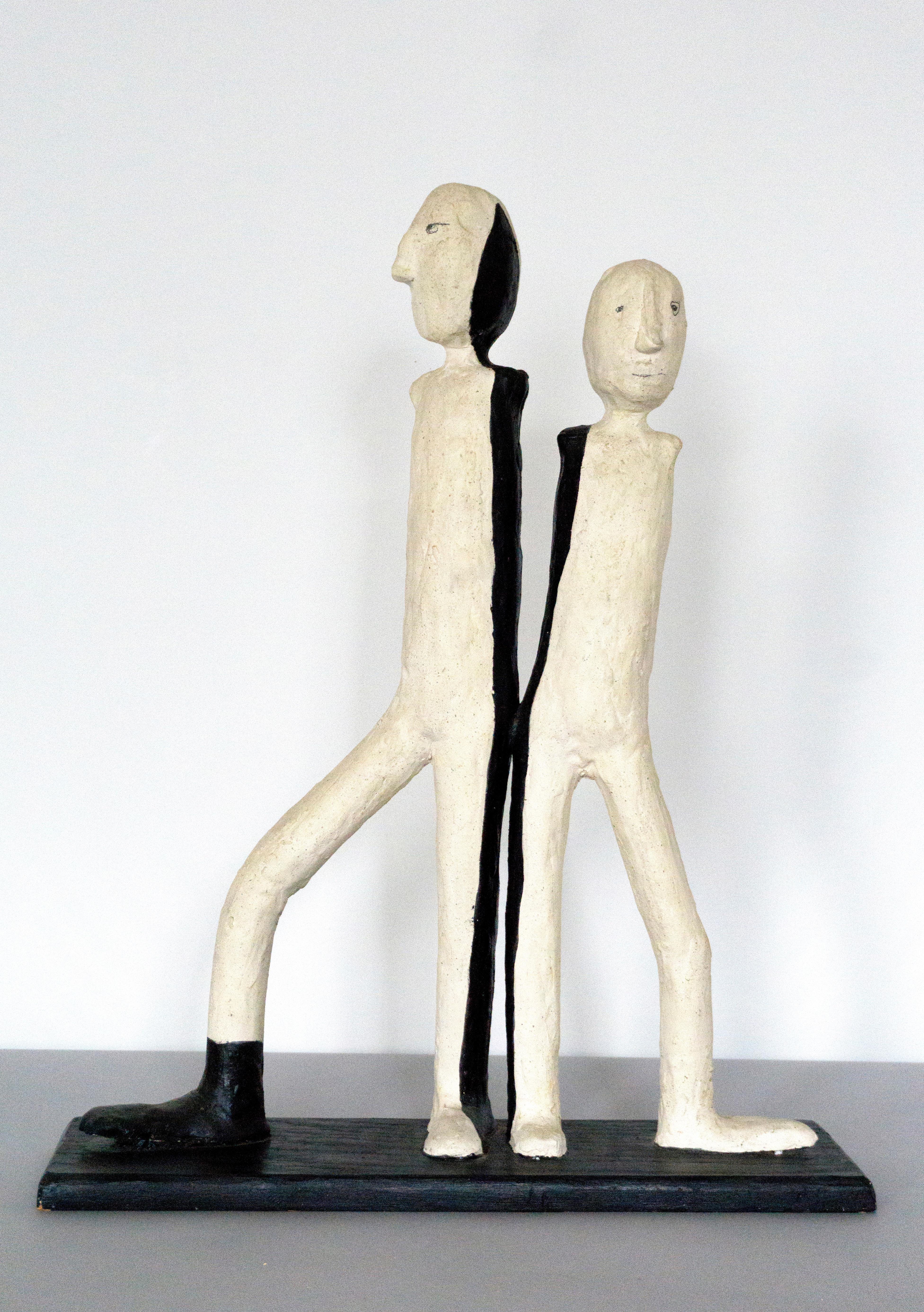 Melissa Stern Figurative Sculpture - Brothers, outsider art figurative sculpture