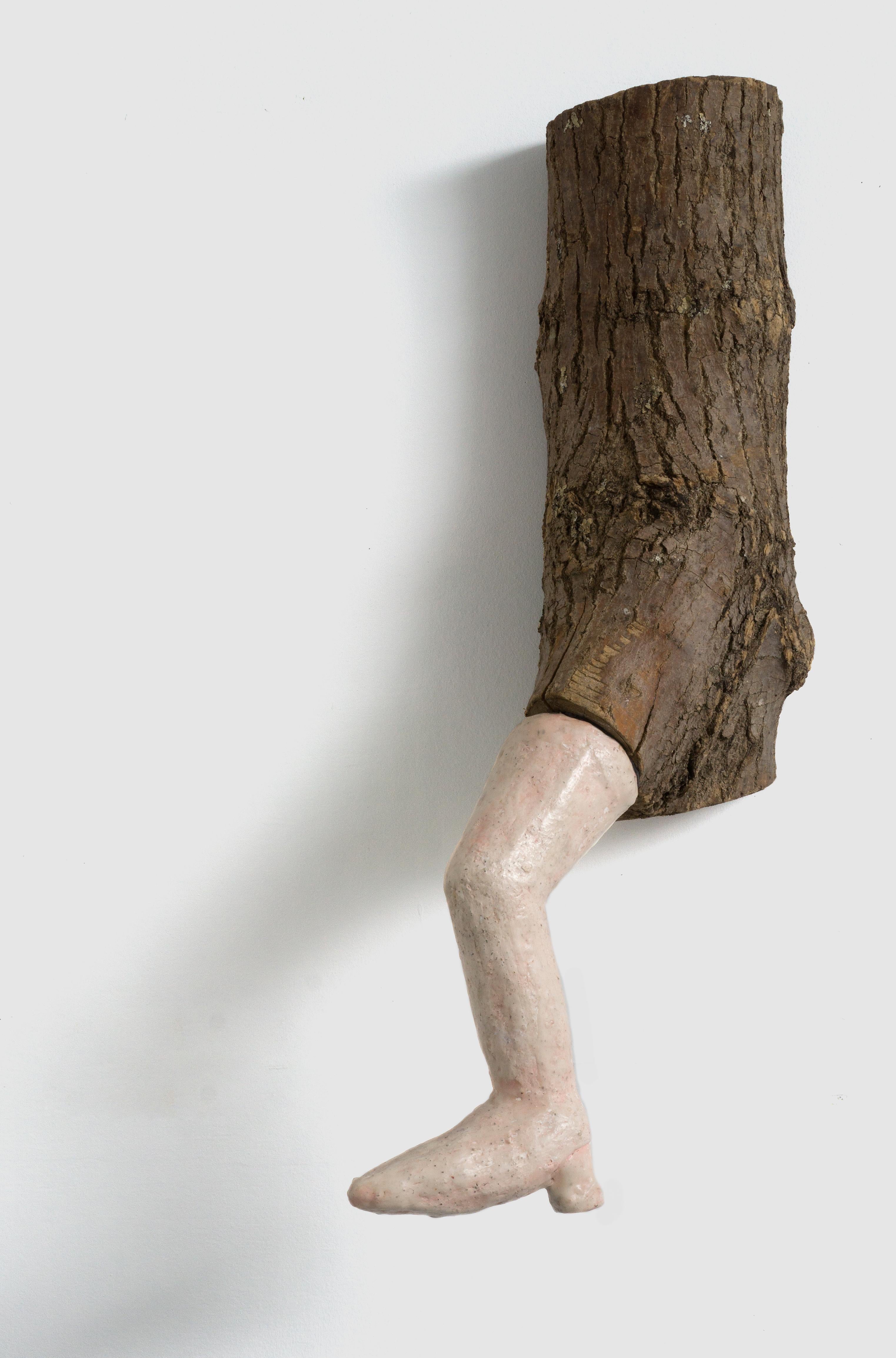 Pink Leg, outsider art figurative assemblage - Mixed Media Art by Melissa Stern