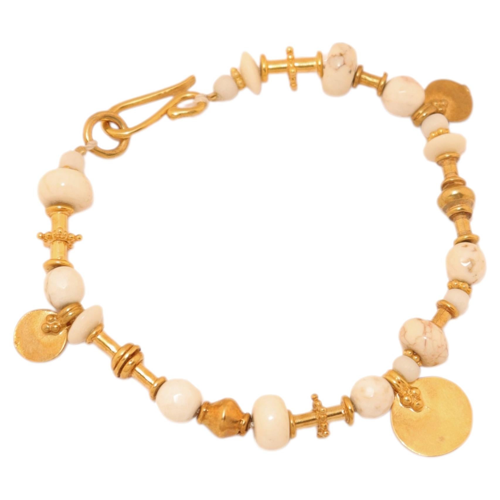 Melitia Bracelet in 24k Vermeil Gold & White Howlite by Katerina Makriyianni