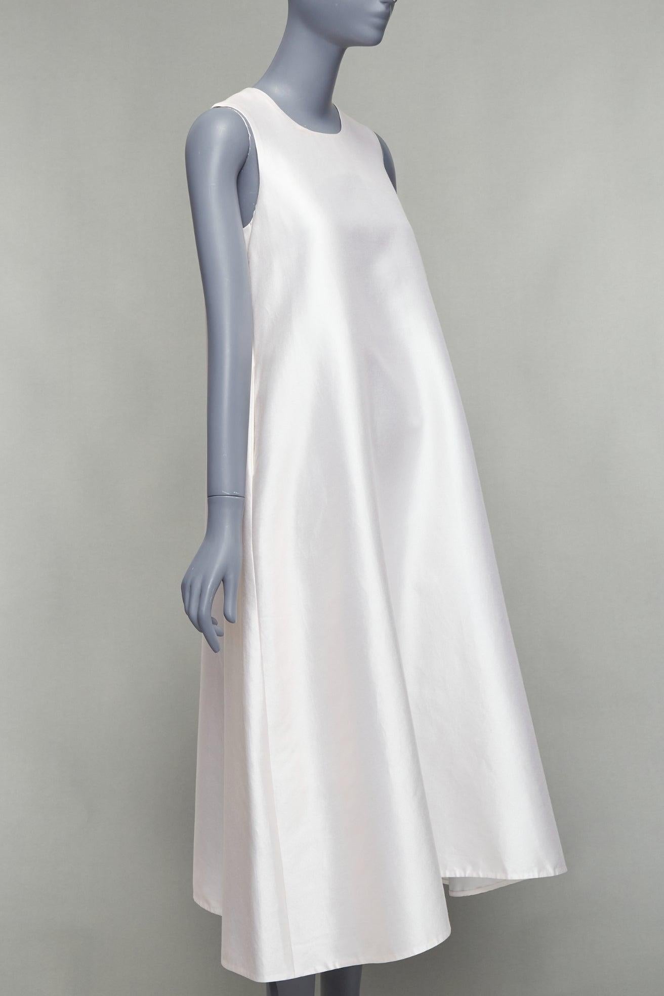 MELITTA BAUMEISTER 2019 Creme Seide Baumwolle Bogen zurück Midi Zelt Kleid US0 XS (Grau) im Angebot