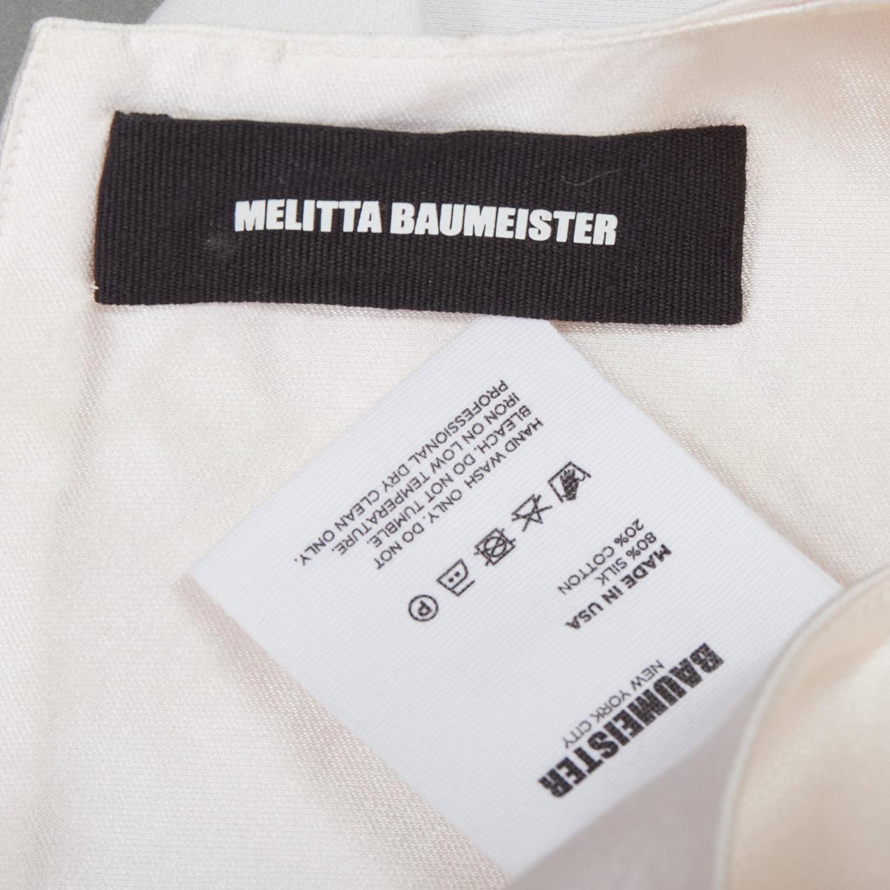 MELITTA BAUMEISTER 2019 Creme Seide Baumwolle Bogen zurück Midi Zelt Kleid US0 XS im Angebot 3