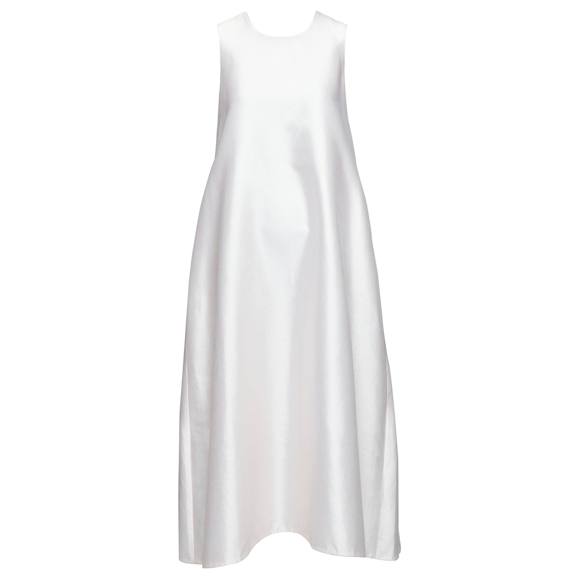 MELITTA BAUMEISTER 2019 cream silk cotton bow back midi tent dress US0 XS For Sale
