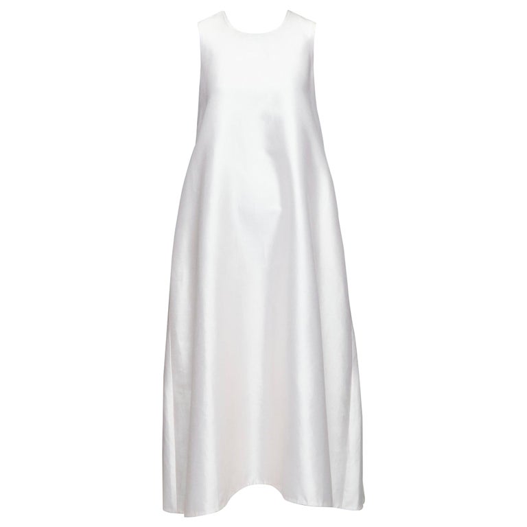 Melitta Baumeister 2019 Cream Silk Cotton Bow Back Midi Tent Dress US0 Xs