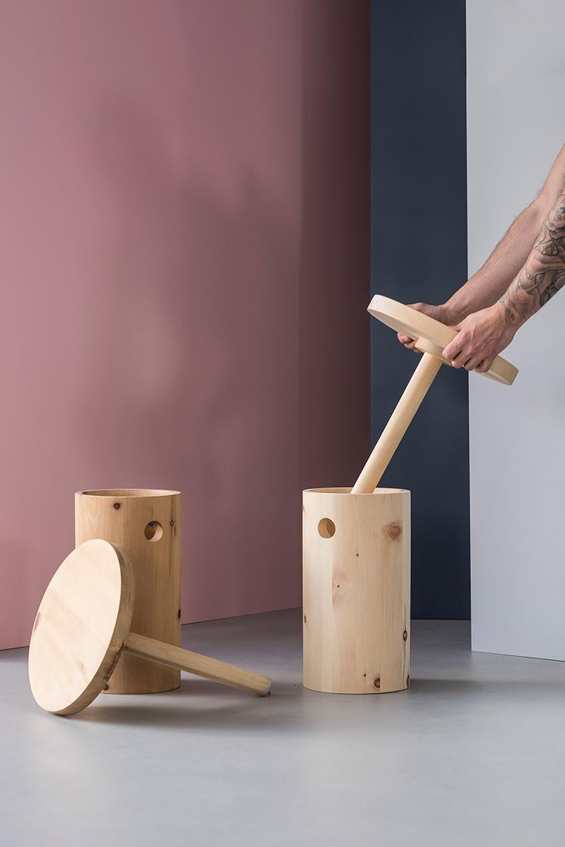 Red dot design award winner Melk-i, is a modern interpretation an ancient object – the Alpine milking stool.

The ergonomic stool is crafted using Swiss pine, a wood typical of the Alpine region where the milking stool originates. The resins and