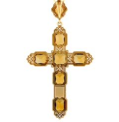 Mellerio Citrine, Diamond and Gold Cross Pendant