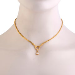 Mellerio Diamond Solitaire Yellow Gold Heart Pendant Necklace