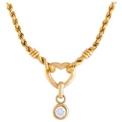 Mellerio Diamond Solitaire Yellow Gold Heart Pendant Necklace