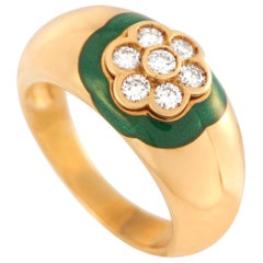 Dits Meller Ring aus 18 Karat Gelbgold mit 0,33 Karat Diamant und Emaille