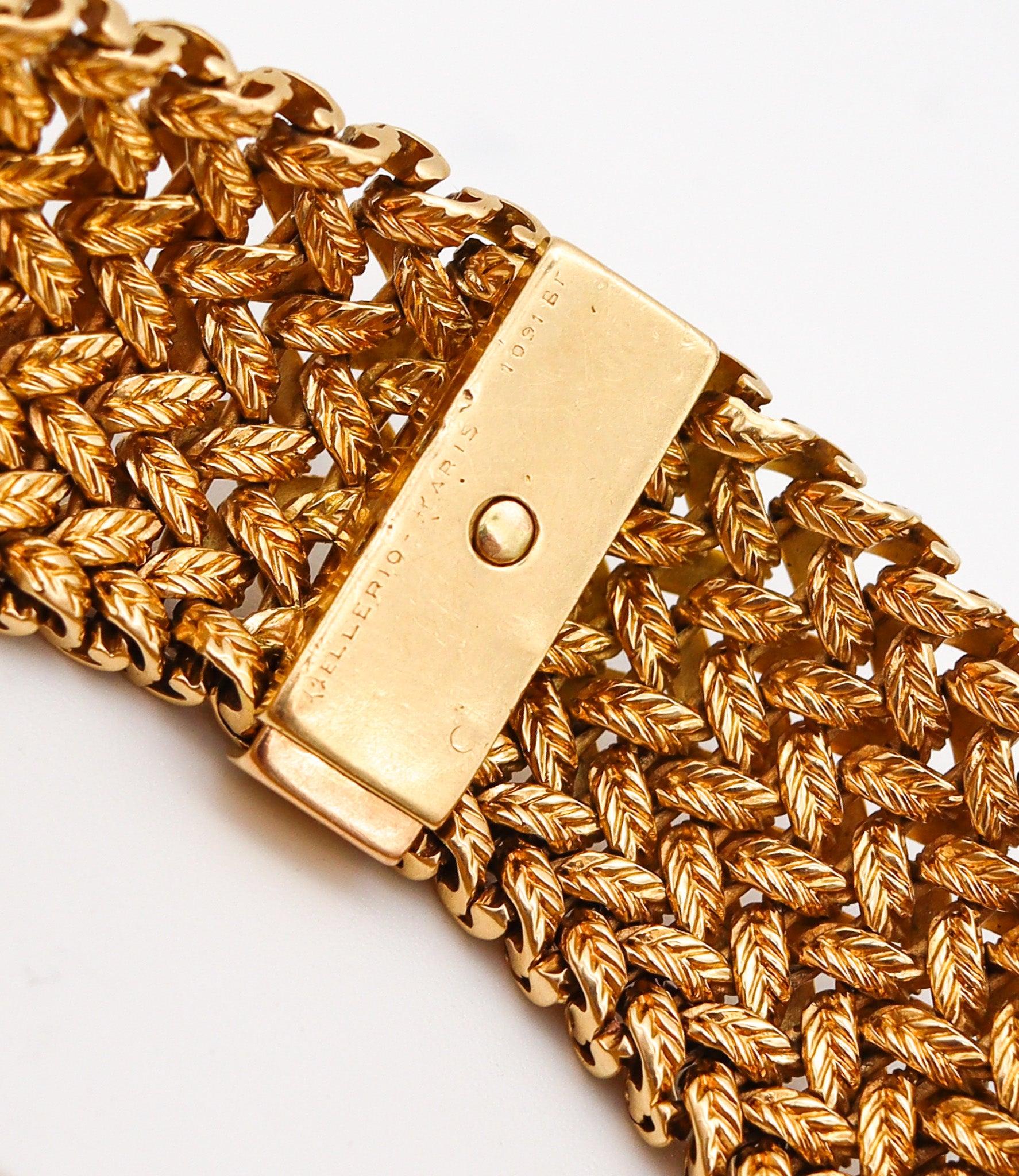 Women's MELLERIO DITS MELLER 1950 Paris Textured Mesh Bracelet In 18Kt Yellow Gold For Sale