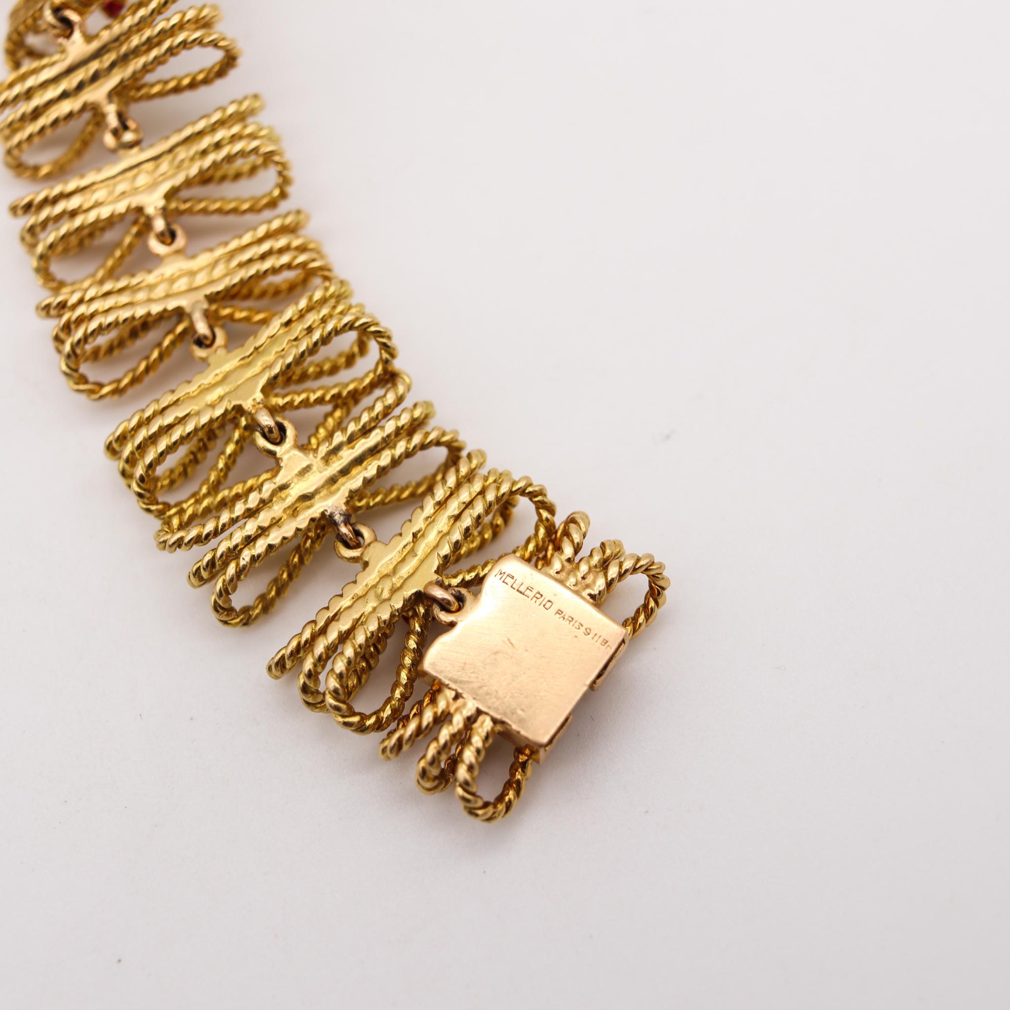 Mellerio-Dits Meller 1950 Paris Twisted Bracelet in 18kt Gold with 2.55ctw Gems In Excellent Condition For Sale In Miami, FL