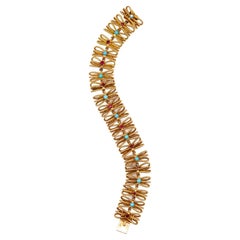 Mellerio-Dits Meller Bracelet torsadé en or 18 carats avec pierres précieuses de 2,55 carats, Paris, 1950