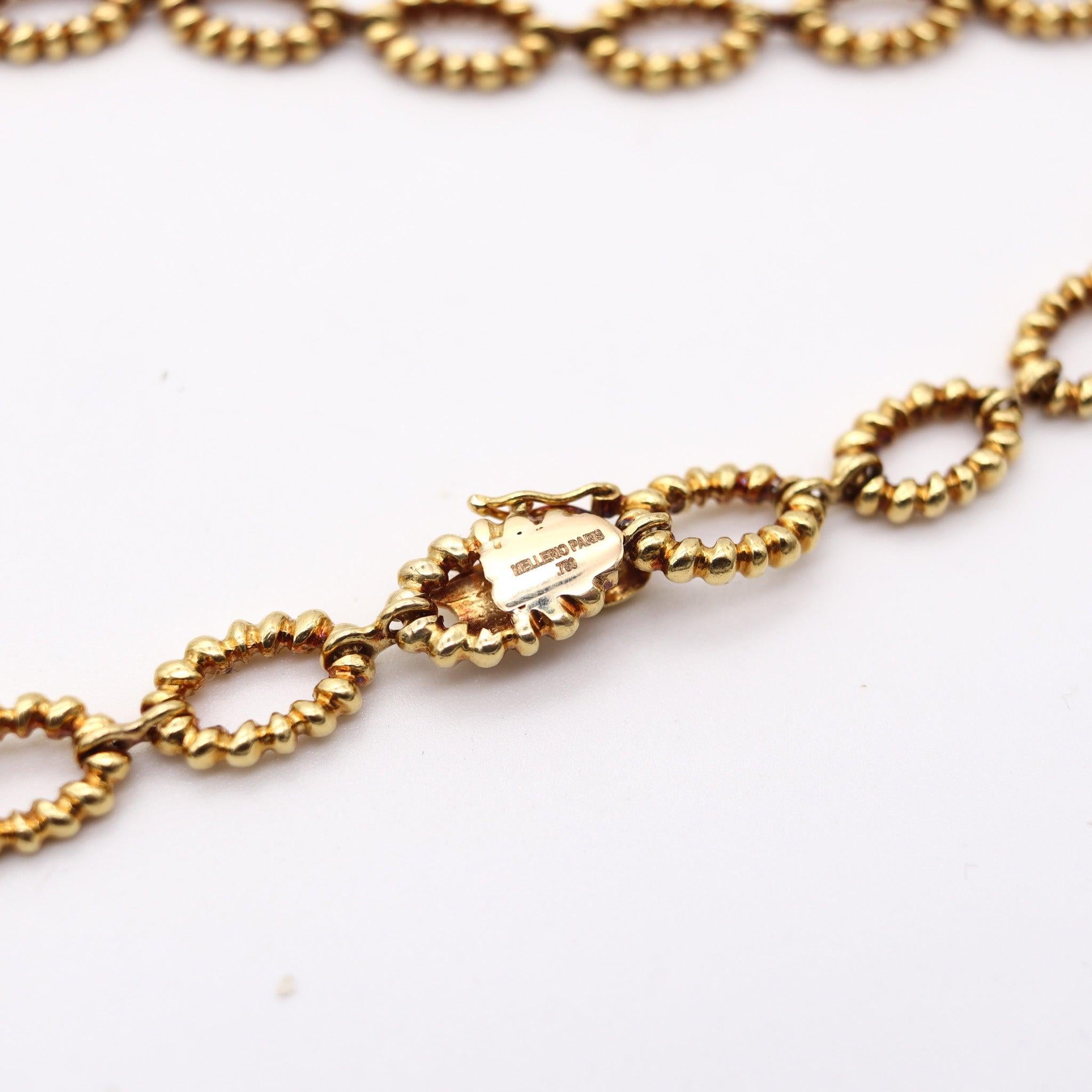 Necklace chain designed by Mellerio-Dits Meller.

This is a beautiful necklace created in Paris France by the renowned jewelry house of Mellerio Dits Meller, back in 1970. The gorgeous necklace has been crafted in solid yellow gold of 18 karats with