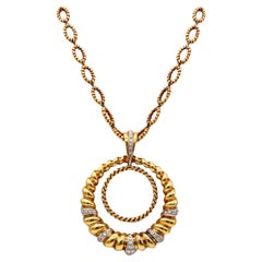 Mellerio Dits Meller 1970 Paris Halskette aus 18 Karat Gold mit 1,28 Karat Diamanten
