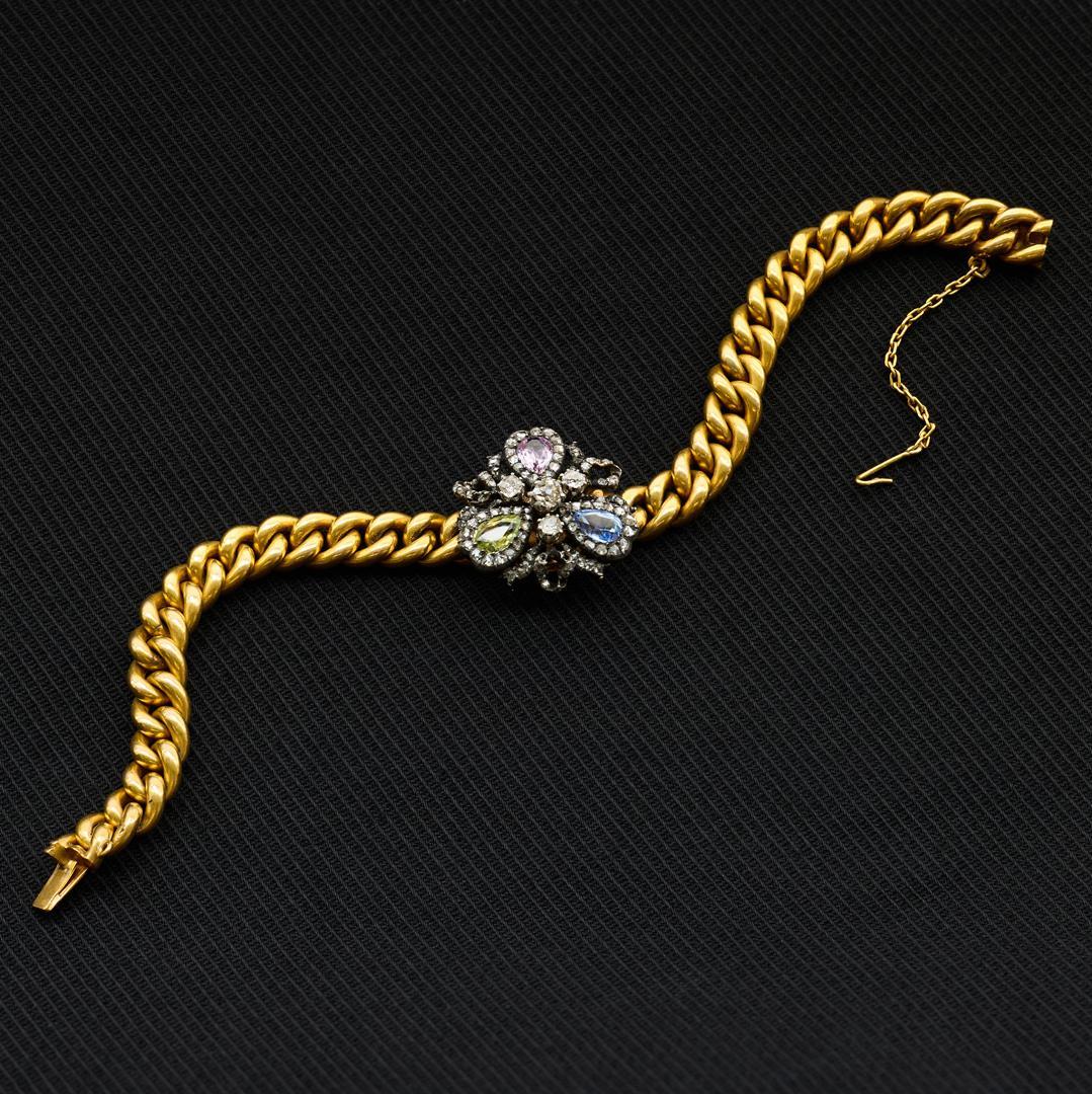 Femenino o masculino Mellerio dits Meller Pulsera Trébol Antigua Zafiro y Diamantes en venta