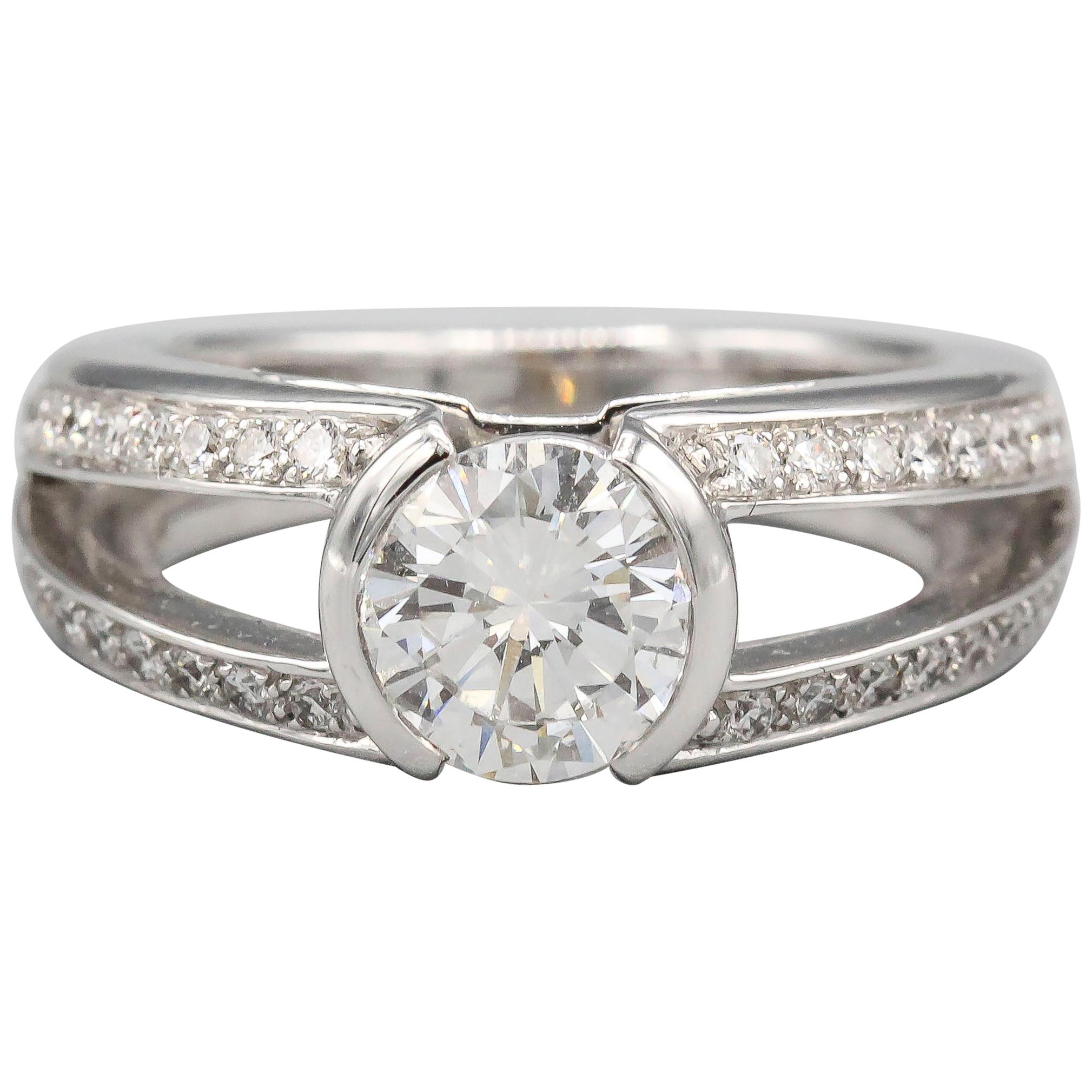 Mellerio Dits Meller Diamond 18 Karat White Gold Engagement Ring For Sale