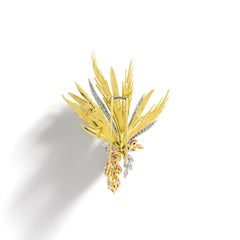 Mellerio Dits Meller Diamond Ruby Yellow Brooch 18k Brooch, 1960s