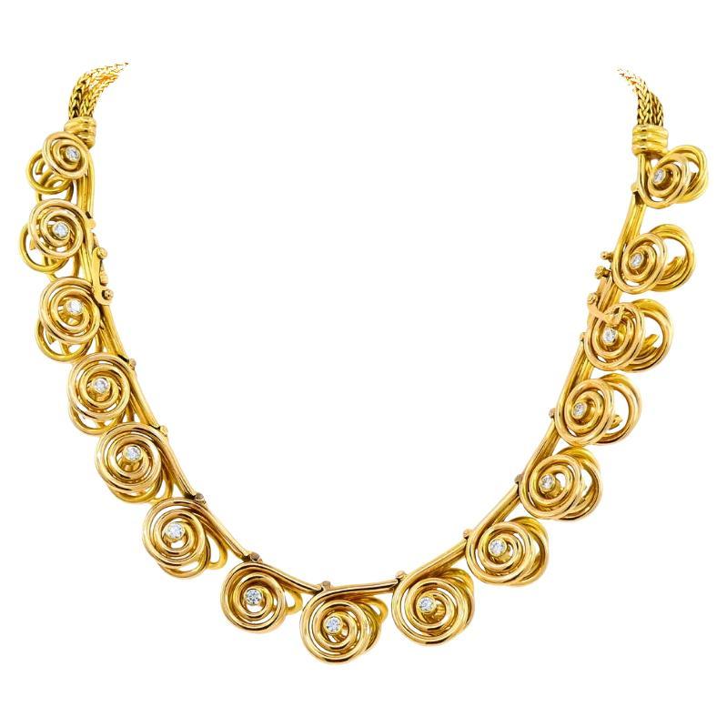 Mellerio dits Meller Gold Diamond Necklace Bracelet French Estate Jewelry