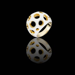 Mellerio "Dits Meller" Iconic Ring White Enamel and 18 Carat Yellow Gold