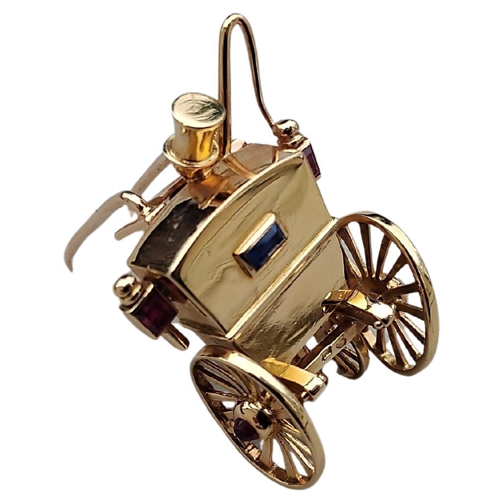Mellerio Dits Meller Broche de revers en or jaune, rubis et saphirs Excellent état - En vente à Corcoué Sur Logne, Loire-Atlantique
