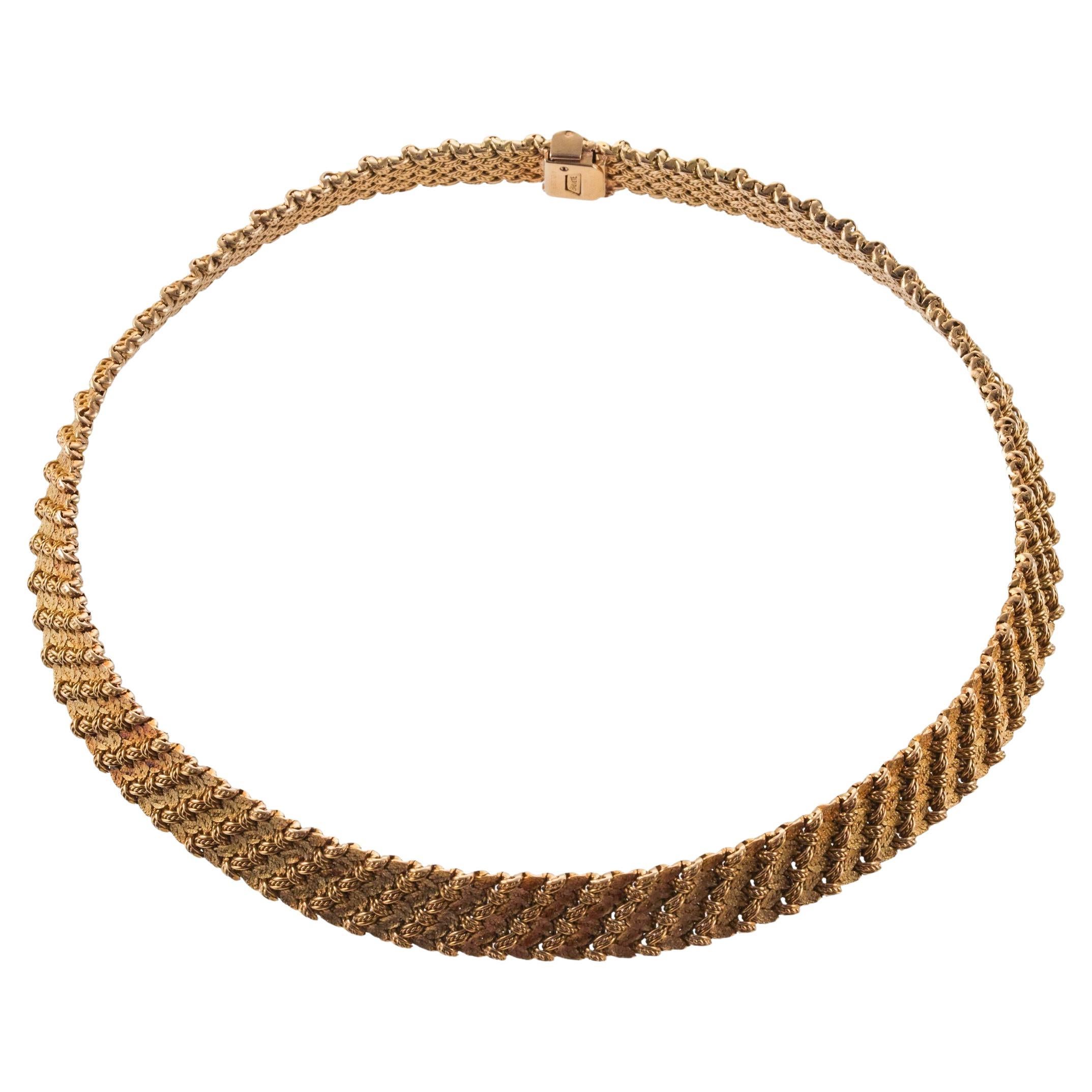 Mellerio France 1960s Woven Gold Necklace For Sale