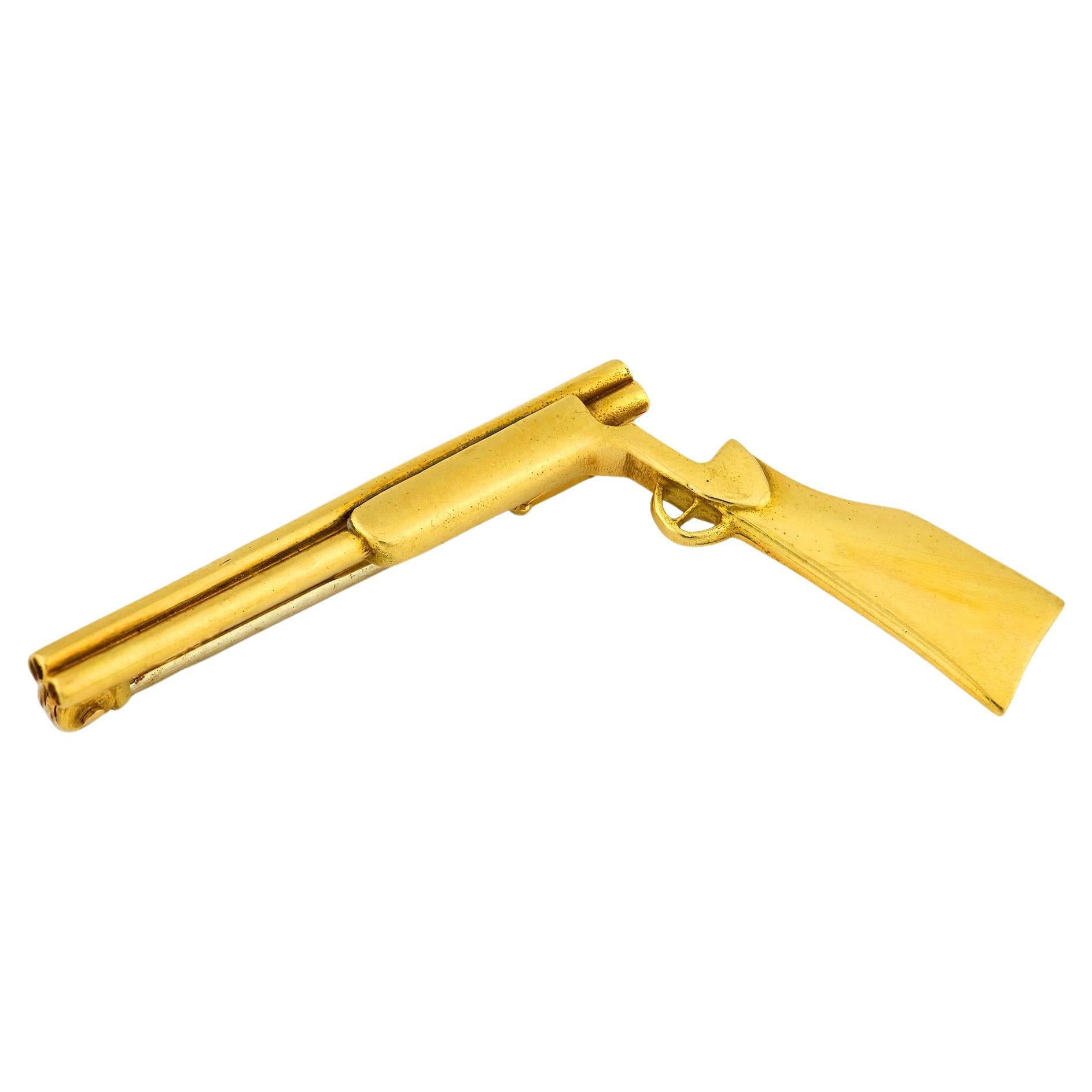 Mellerio Französisches Gewehr 18k Gelbgold Brosche im Angebot