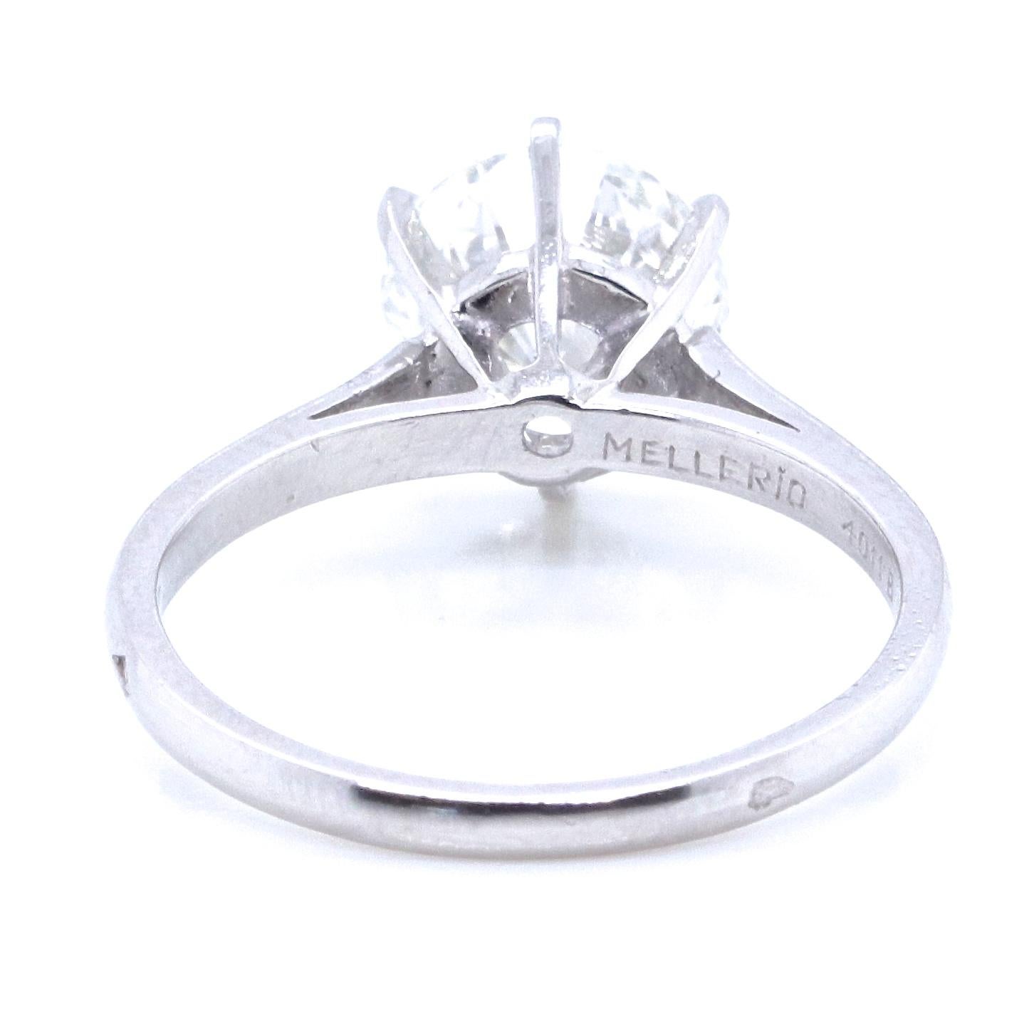 Round Cut Mellerio GIA 1.70 Carat Brilliant Cut Diamond 18 Karat Gold Engagement Ring