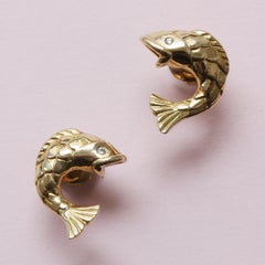 Mellerio Boucles d'oreilles poisson en or et diamants