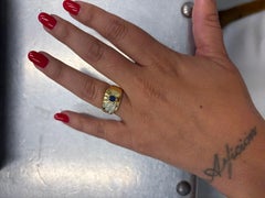 MELLERIO Made in France 18k Yellow Gold, Diamond & Sapphire Ring Circa 1980s