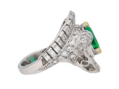 Mellerio Natural Unenhanced Muzo Emerald Diamond Ring, circa 1960