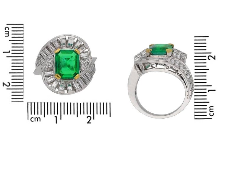 Mellerio Natural Unenhanced Muzo Emerald Diamond Ring, circa 1960 For ...