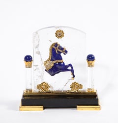 Mellerio Paris, un cheval français en or, diamants, vermeil, cristal de roche et lapis.