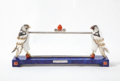 Cadre photo Mellerio Paris en argent, or, lapis-lazuli, corail et pierre dure