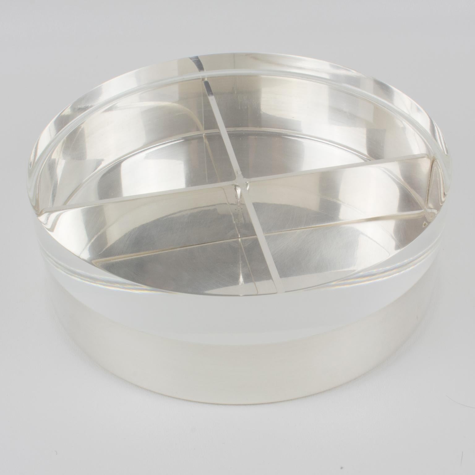 Mellerio Paris Silver Plate and Lucite Round Box, 1970s 1