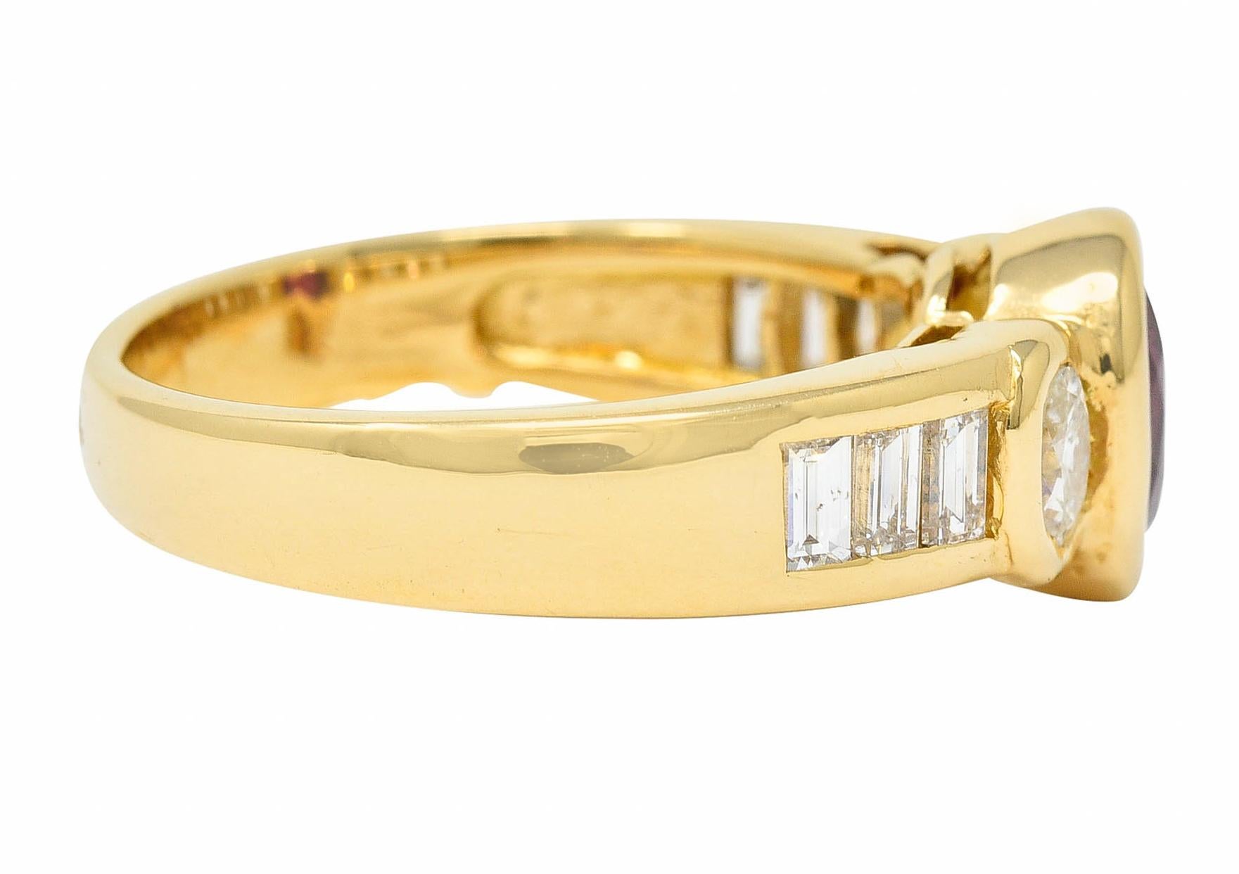 Contemporary Mellerio Paris Vintage 2.10 Carats Ruby Diamond 18 Karat Gold Gemstone Ring