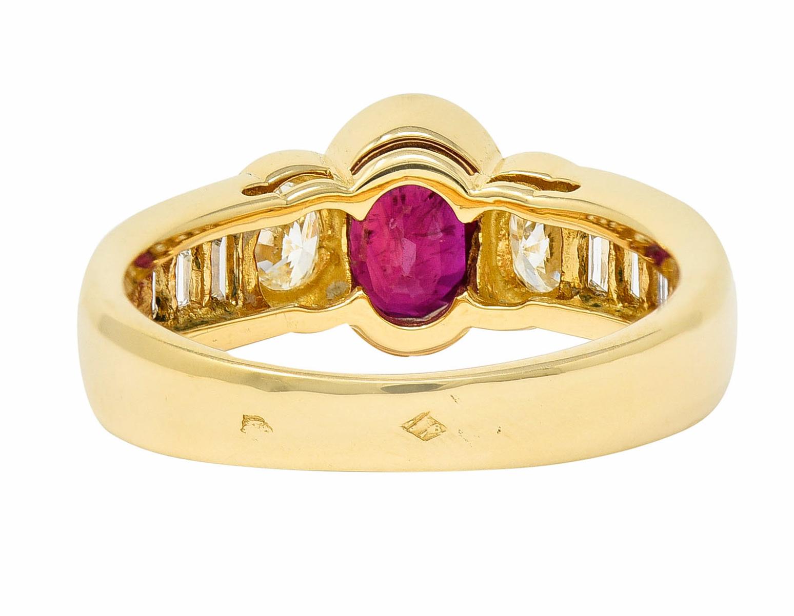 Oval Cut Mellerio Paris Vintage 2.10 Carats Ruby Diamond 18 Karat Gold Gemstone Ring