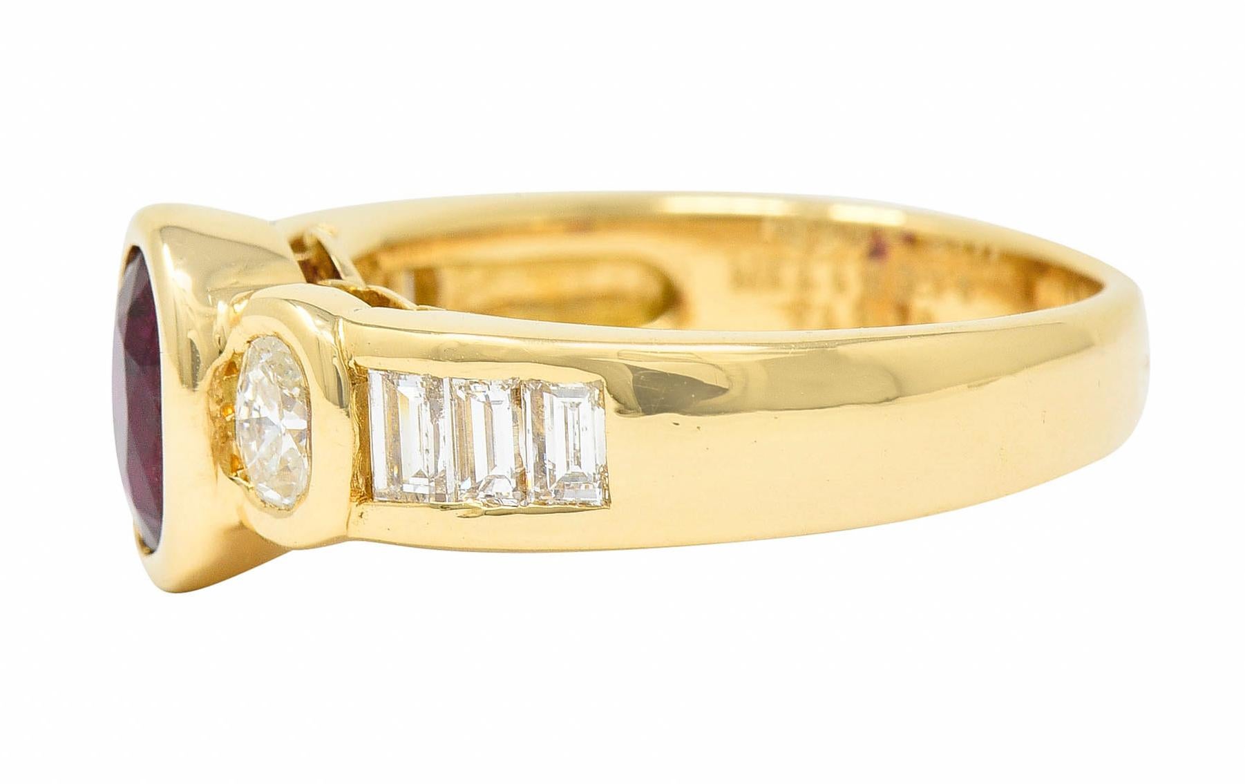 Mellerio Paris Vintage 2.10 Carats Ruby Diamond 18 Karat Gold Gemstone Ring In Excellent Condition In Philadelphia, PA
