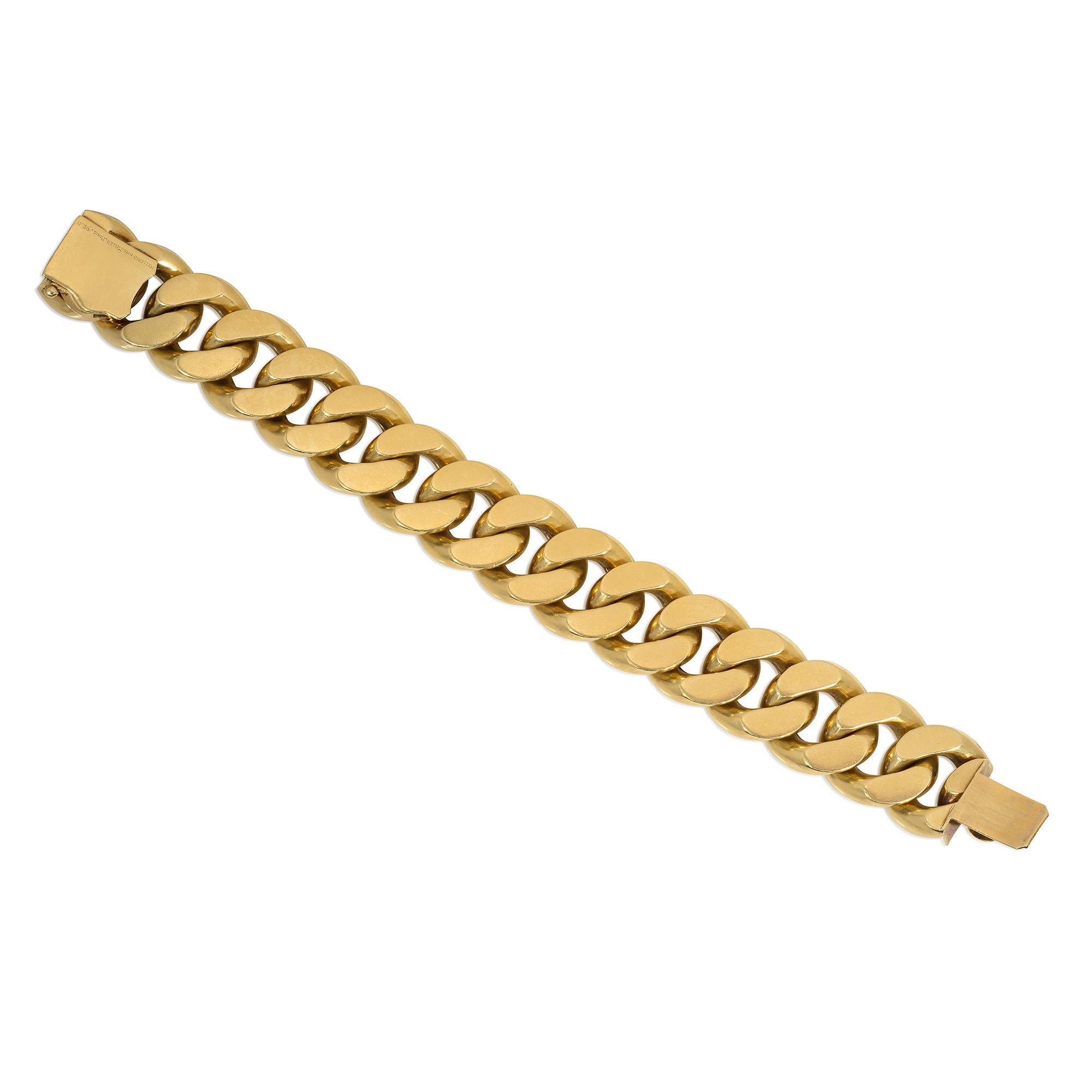 Rétro Mellerio Retro Bracelet à maillons courbes surdimensionnés en or en vente