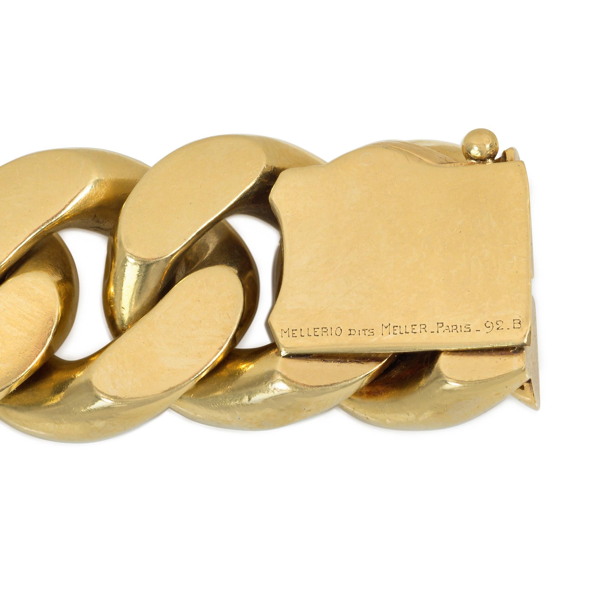 Mellerio Retro Bracelet à maillons courbes surdimensionnés en or Bon état - En vente à New York, NY