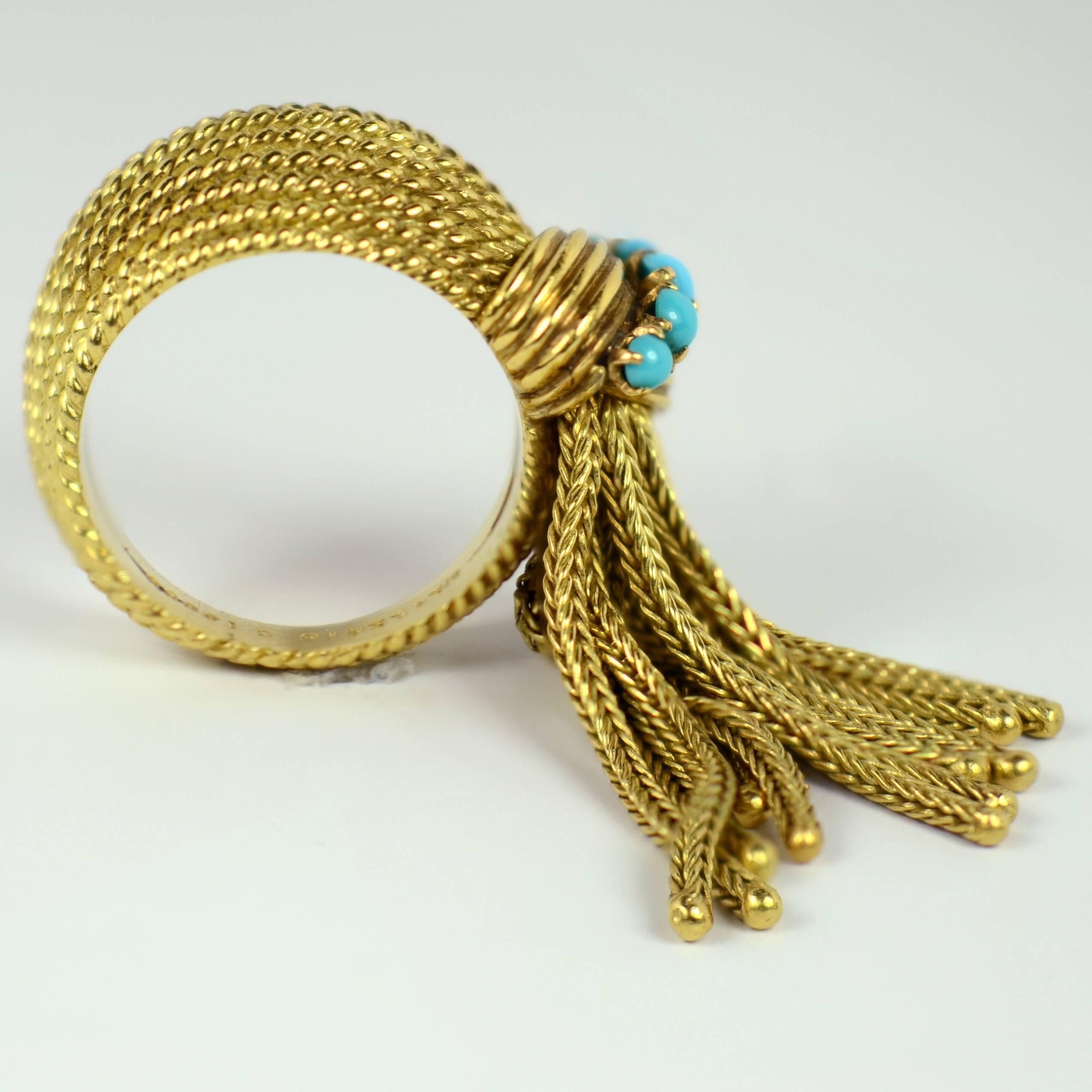 Women's Mellerio Turquoise Gold Fringe Ring