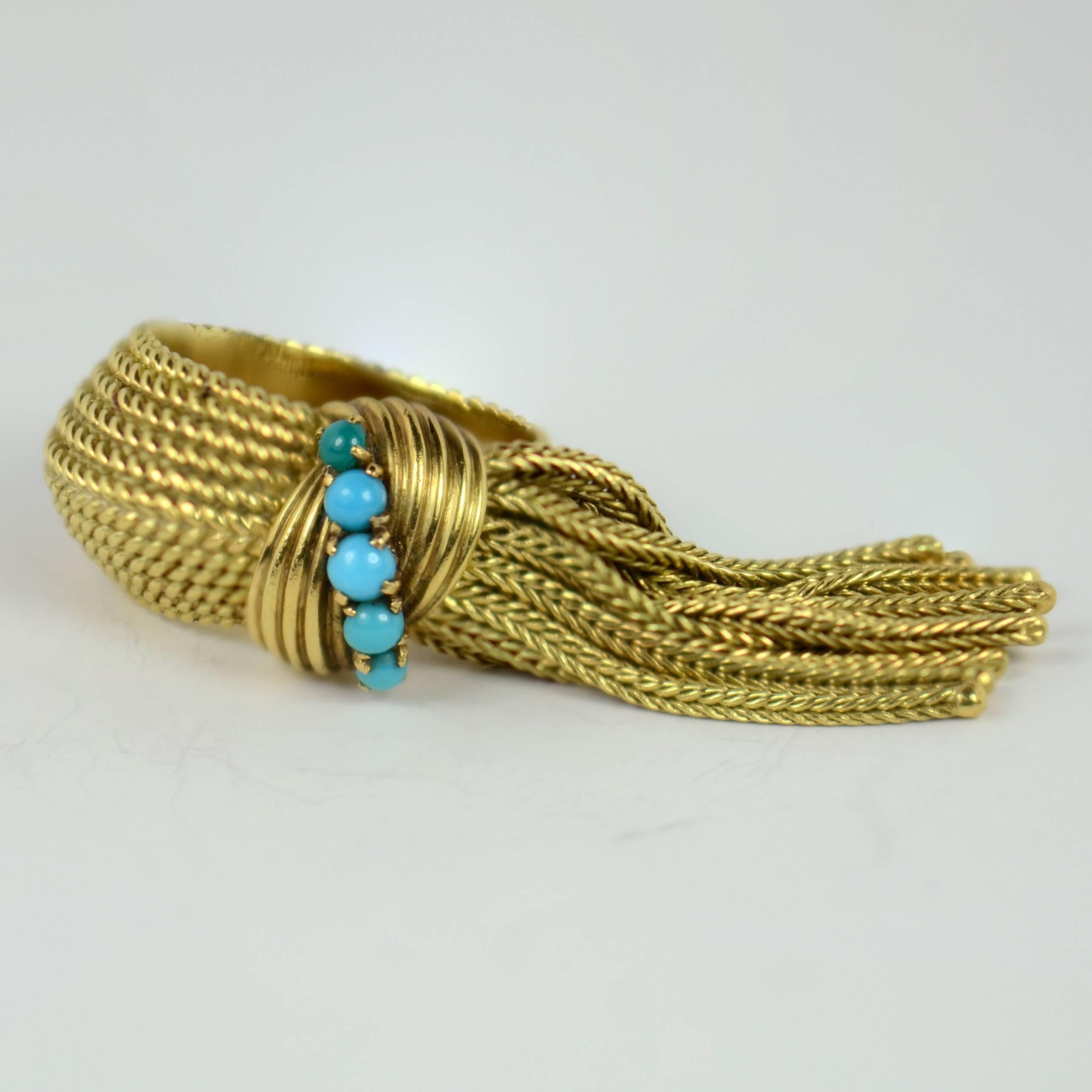 Mellerio Turquoise Gold Fringe Ring 2